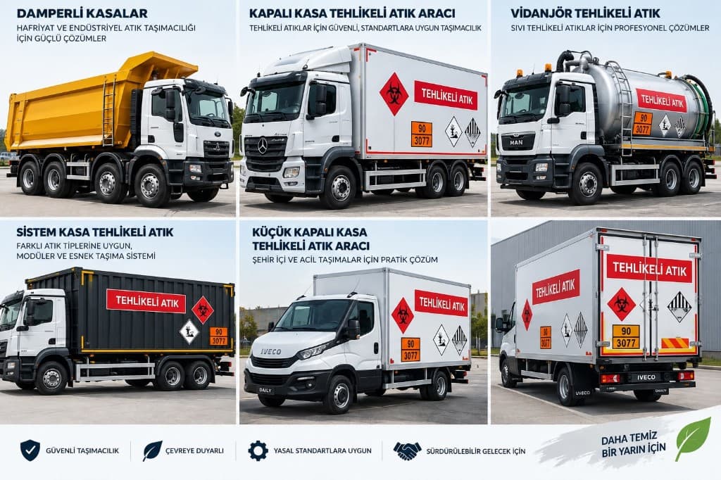 Dorçev Atık araç filosu: damperli kasa, kapalı kasa, vidanjör, sistem kasa ve küçük kapalı kasa